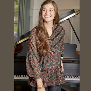 Matilda Jane Red Floral Carol Peasant Tunic L26